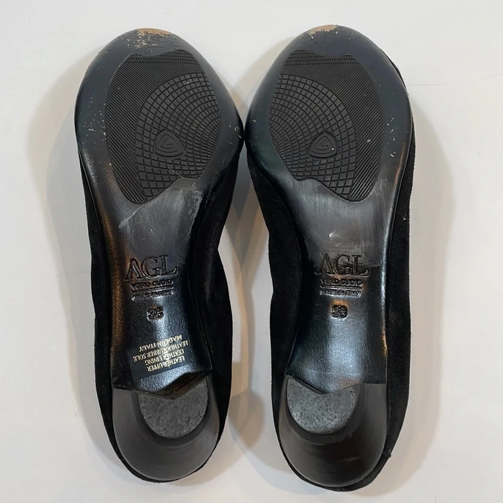 AGL Attilio Giusti Leombruni Shoes 38 Made In Italy Black Leather Dress Pump